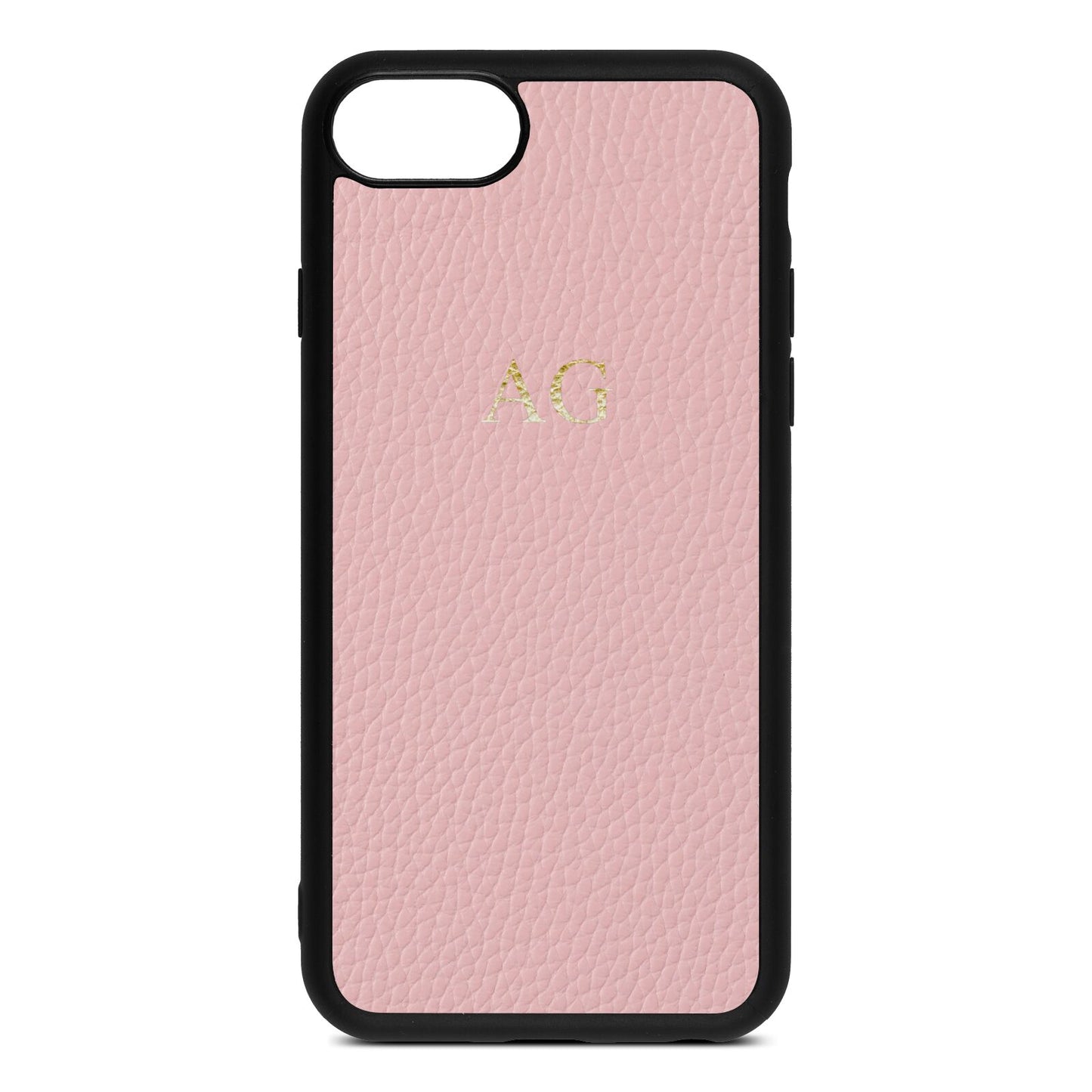 Personalised Pink Pebble Leather iPhone 8 Case