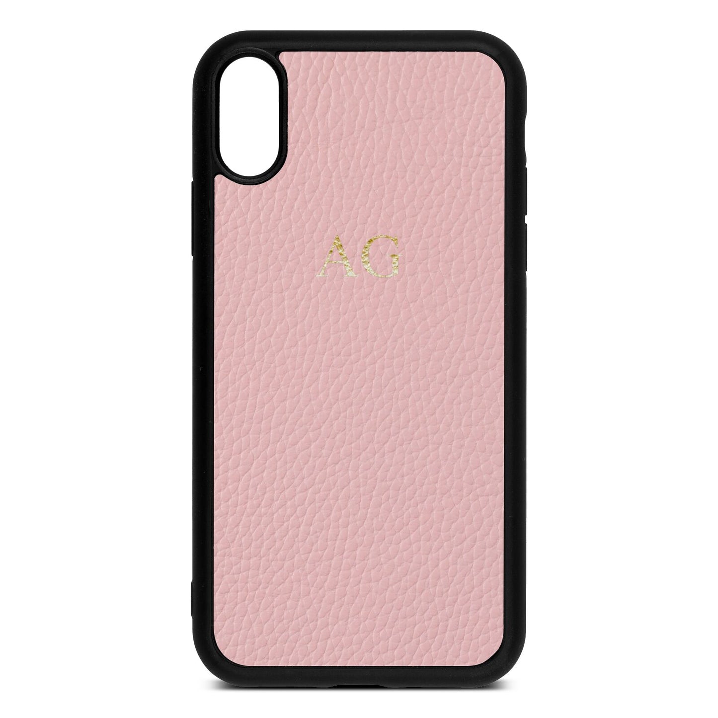 Personalised Pink Pebble Leather iPhone Xr Case
