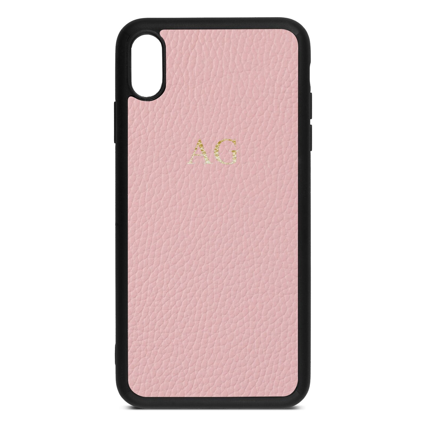 Personalised Pink Pebble Leather iPhone Xs Max Case