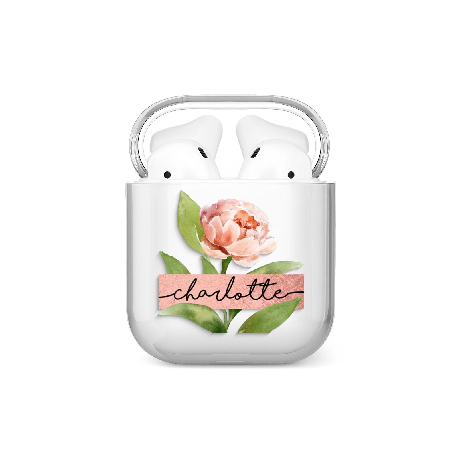 Personalised Pink Peony AirPods Case