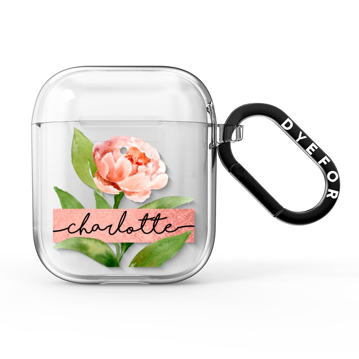 Personalised Pink Peony AirPods Clear Case