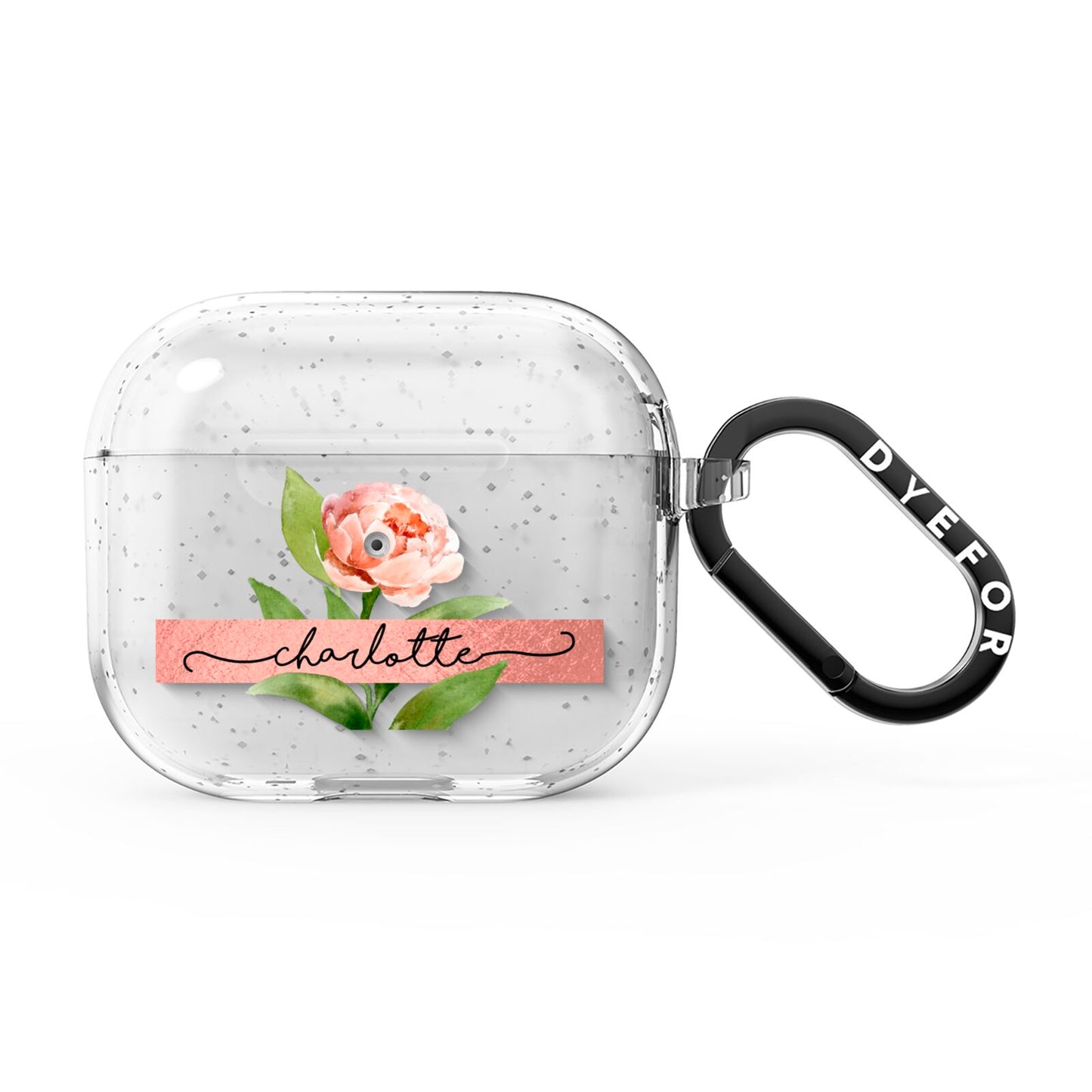 Personalised Pink Peony AirPods Glitter Case 3rd Gen