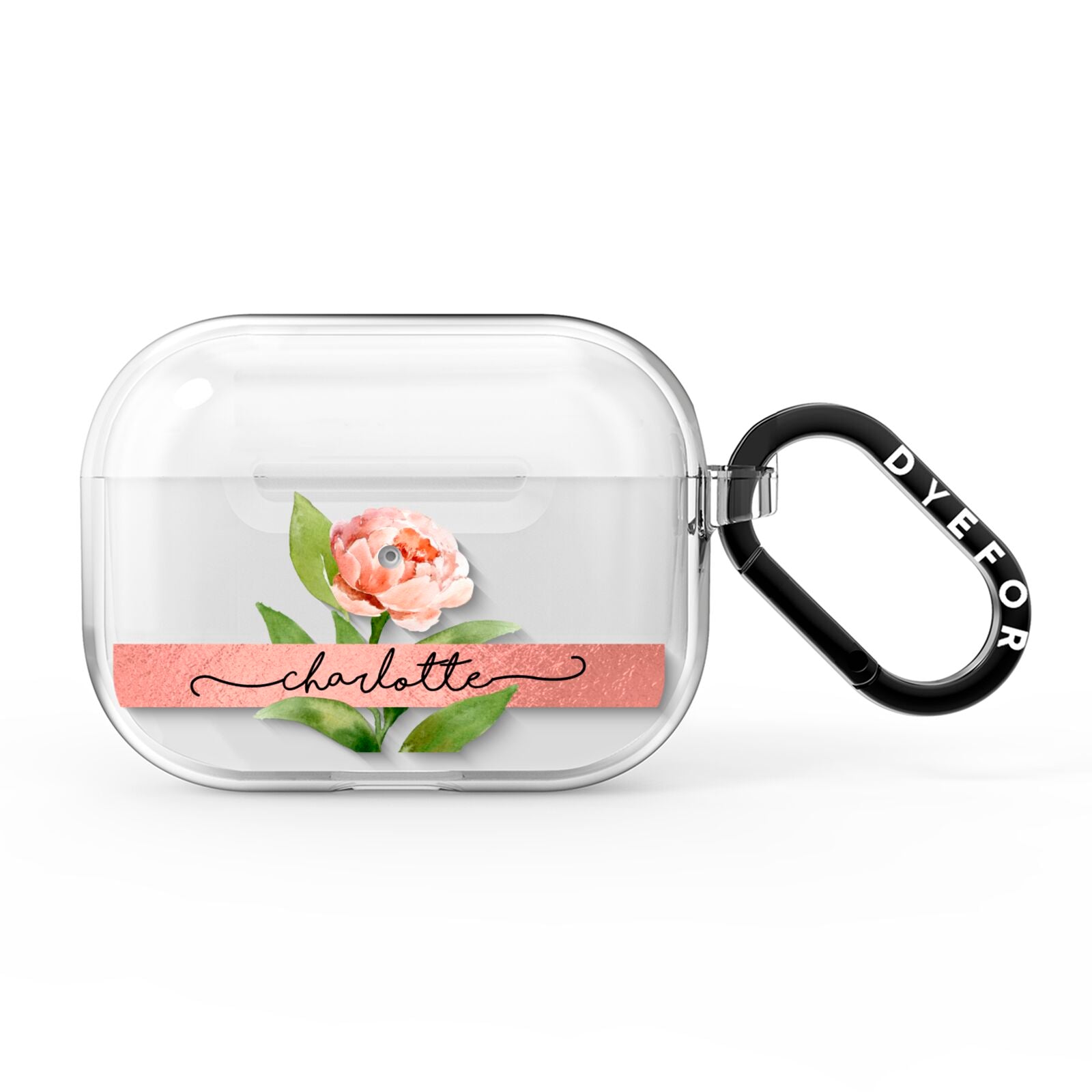Personalised Pink Peony AirPods Pro Clear Case