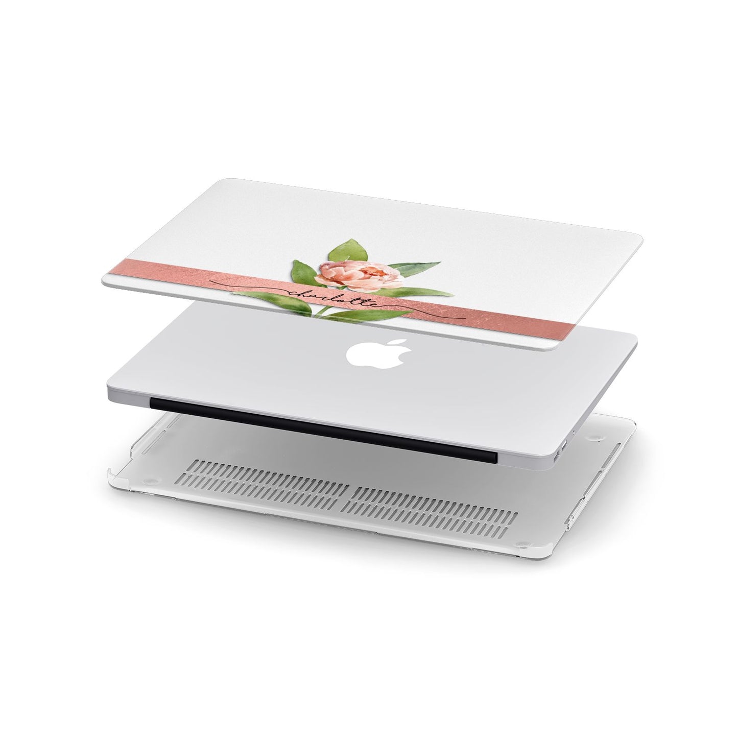 Personalised Pink Peony Apple MacBook Case in Detail