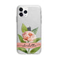 Personalised Pink Peony Apple iPhone 11 Pro Max in Silver with Bumper Case