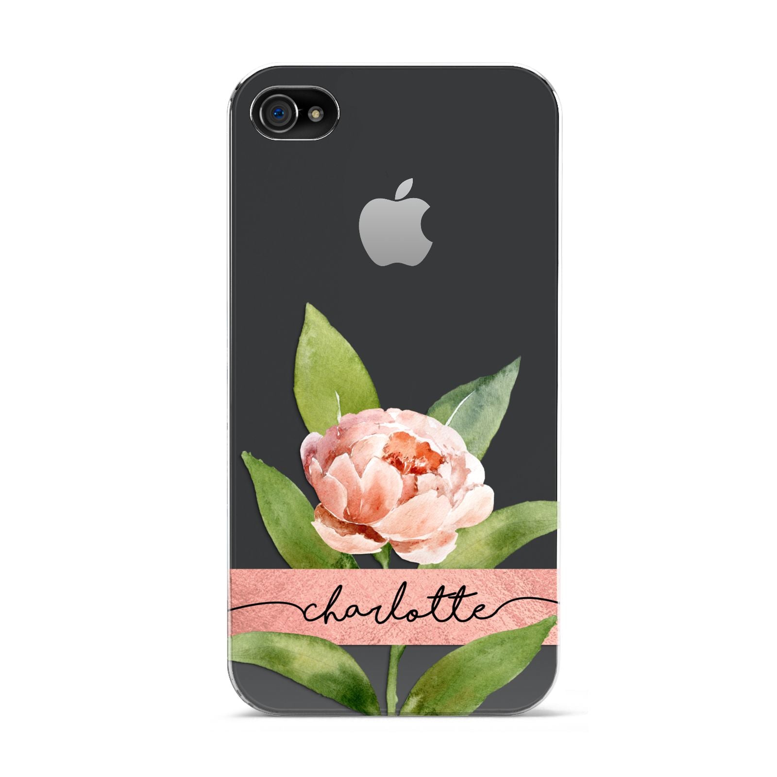 Personalised Pink Peony Apple iPhone 4s Case