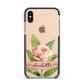 Personalised Pink Peony Apple iPhone Xs Impact Case Black Edge on Gold Phone