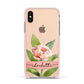 Personalised Pink Peony Apple iPhone Xs Impact Case Pink Edge on Gold Phone