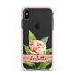 Personalised Pink Peony Apple iPhone Xs Max Impact Case Pink Edge on Black Phone