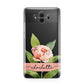 Personalised Pink Peony Huawei Mate 10 Protective Phone Case