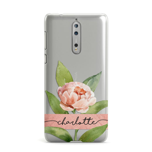 Personalised Pink Peony Nokia Case