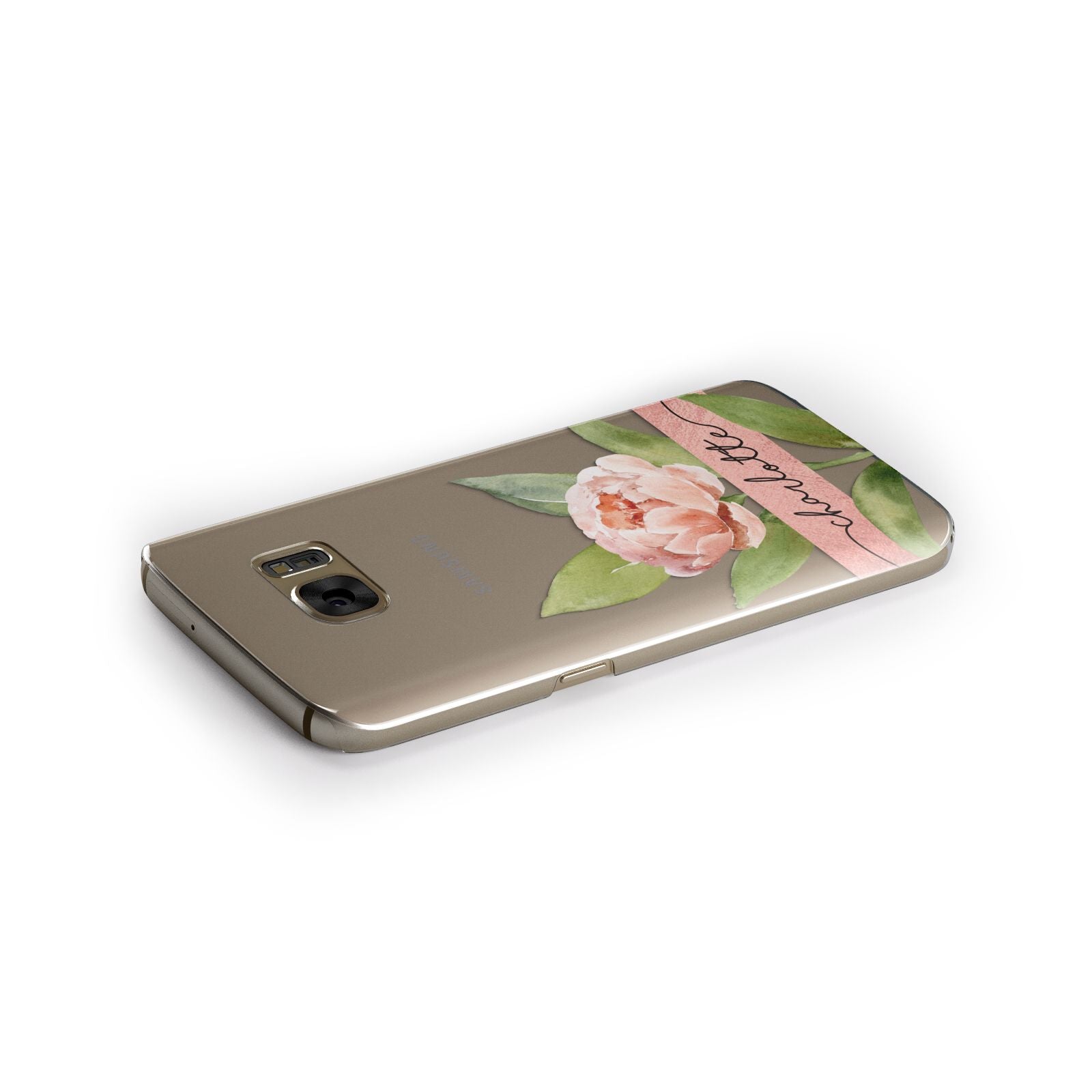 Personalised Pink Peony Samsung Galaxy Case Side Close Up