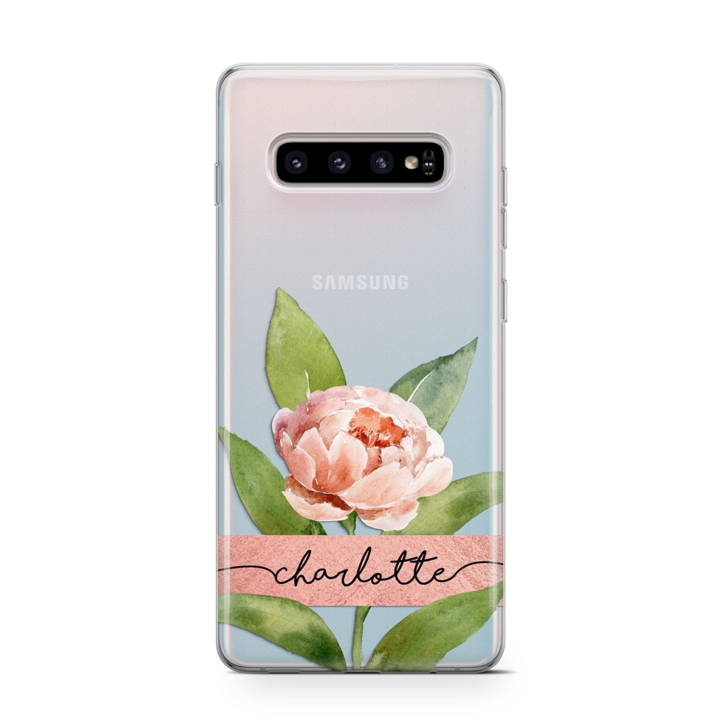 Personalised Pink Peony Samsung Galaxy S10 Case