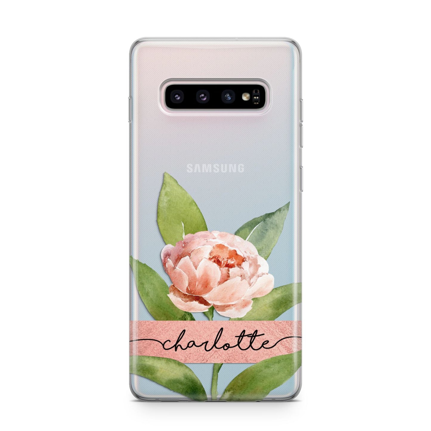 Personalised Pink Peony Samsung Galaxy S10 Plus Case