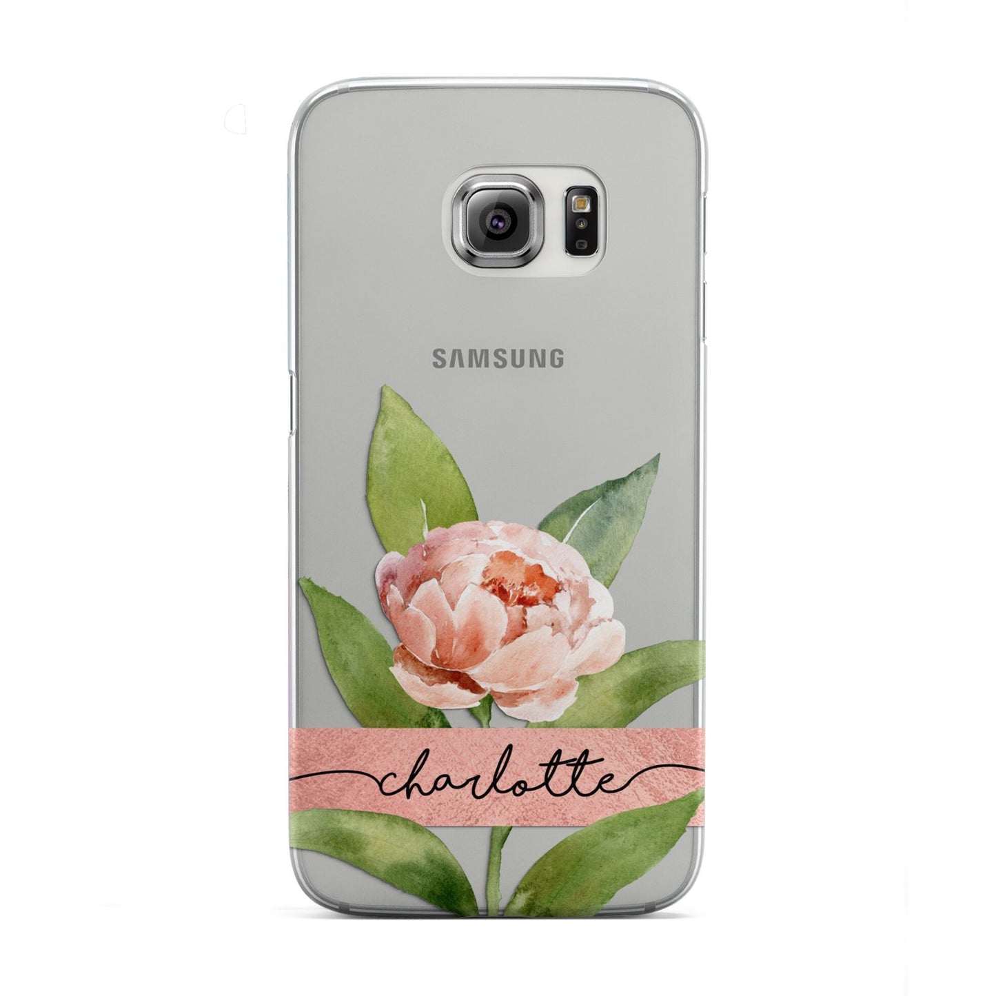 Personalised Pink Peony Samsung Galaxy S6 Edge Case