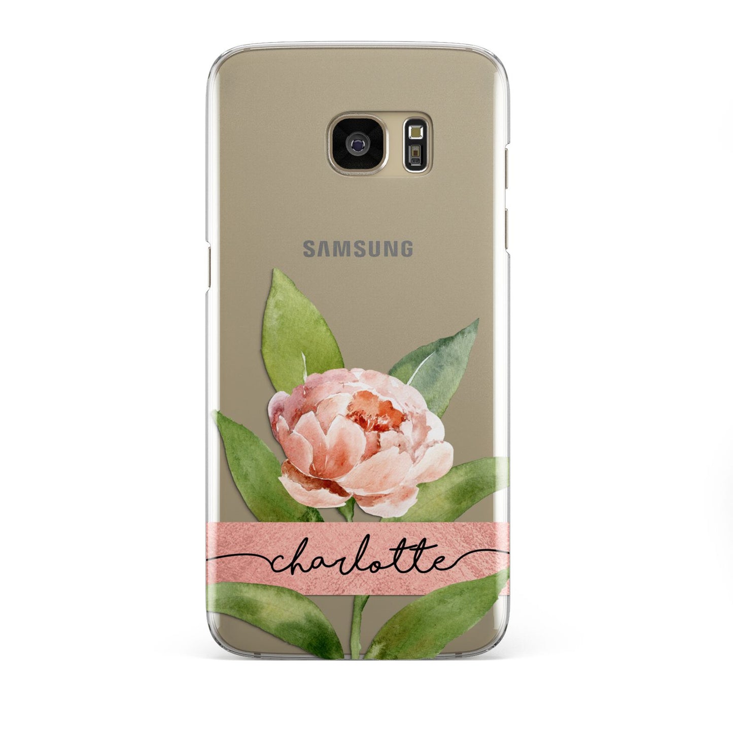Personalised Pink Peony Samsung Galaxy S7 Edge Case