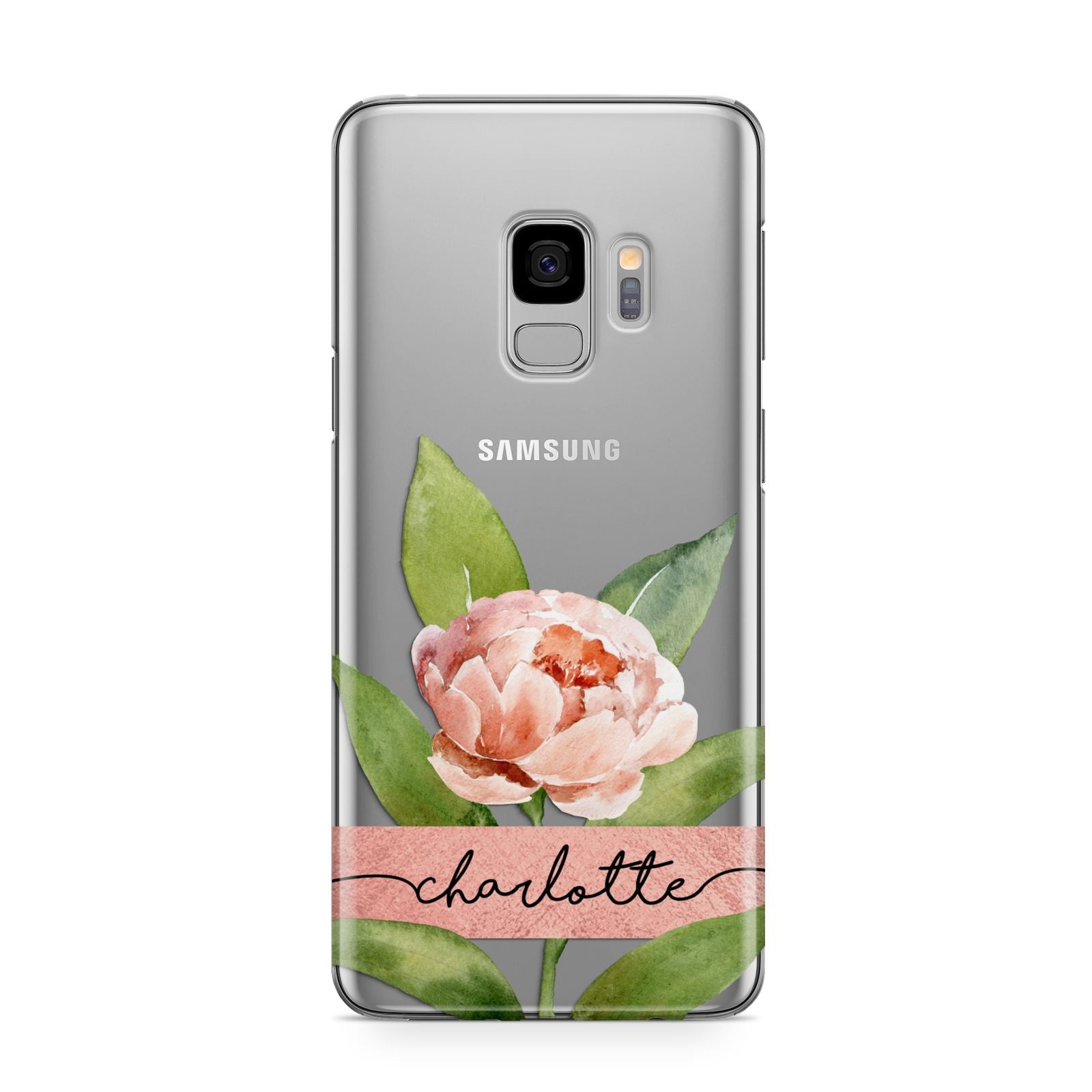 Personalised Pink Peony Samsung Galaxy S9 Case
