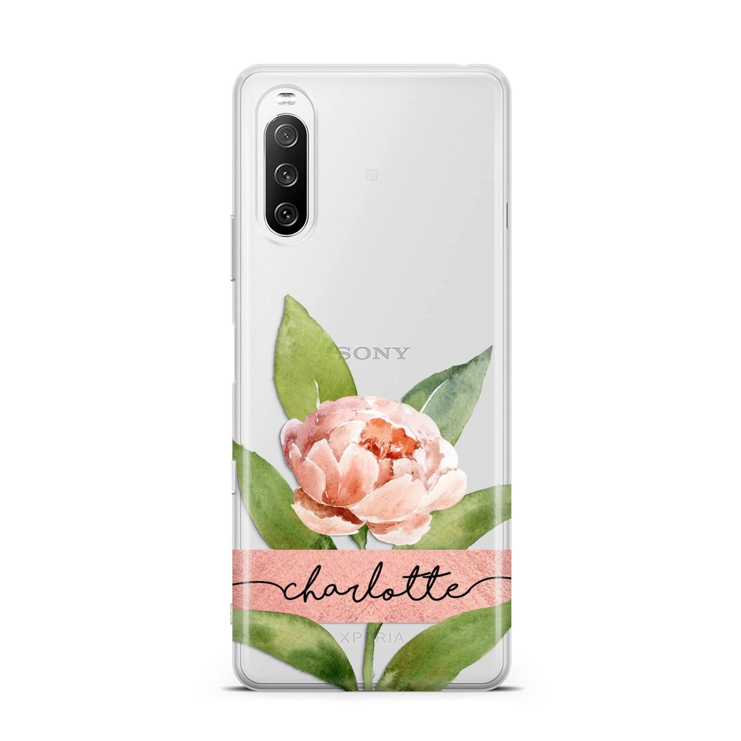 Personalised Pink Peony Sony Xperia 10 III Case