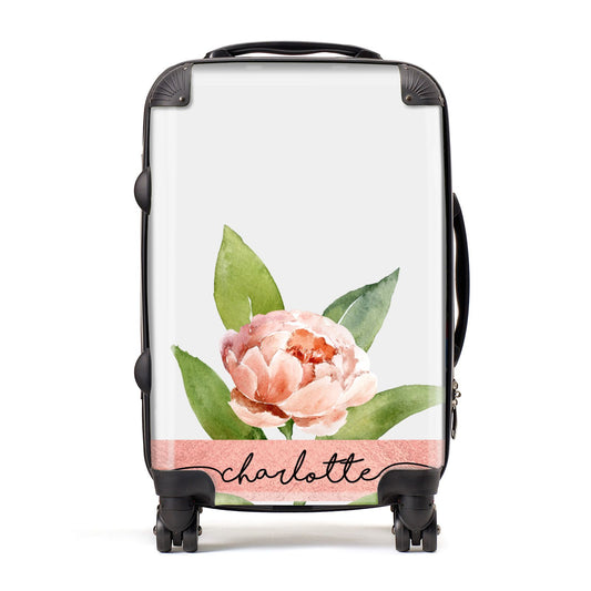 Personalised Pink Peony Suitcase