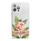 Personalised Pink Peony iPhone 13 Pro Max Clear Bumper Case