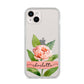 Personalised Pink Peony iPhone 14 Plus Clear Tough Case Starlight