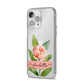 Personalised Pink Peony iPhone 14 Pro Max Clear Tough Case Silver Angled Image