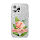 Personalised Pink Peony iPhone 14 Pro Max Glitter Tough Case Silver