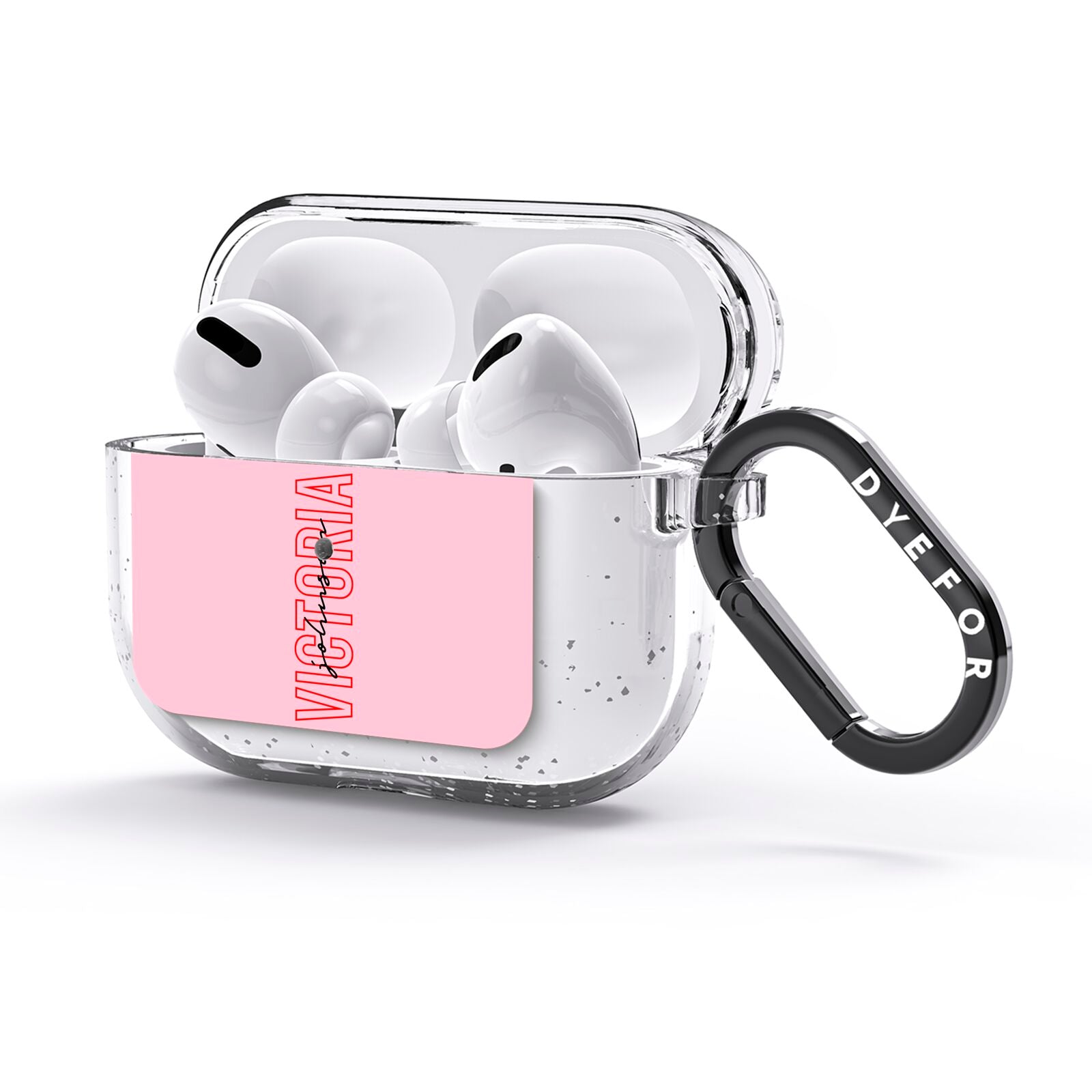 Personalised Pink Red Names AirPods Glitter Case 3rd Gen Side Image