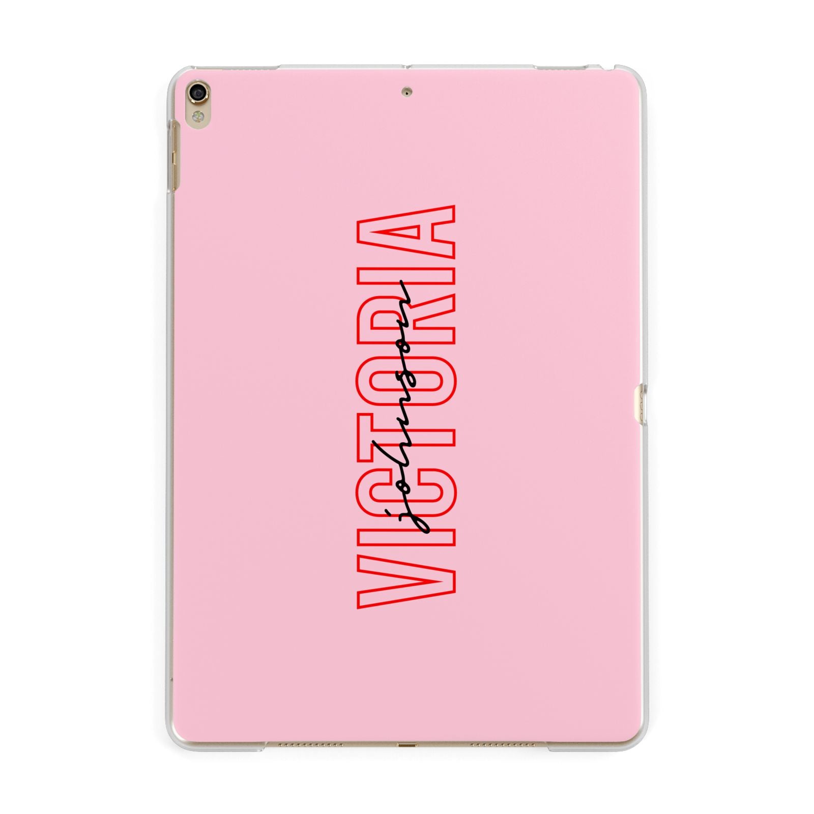 Personalised Pink Red Names Apple iPad Gold Case