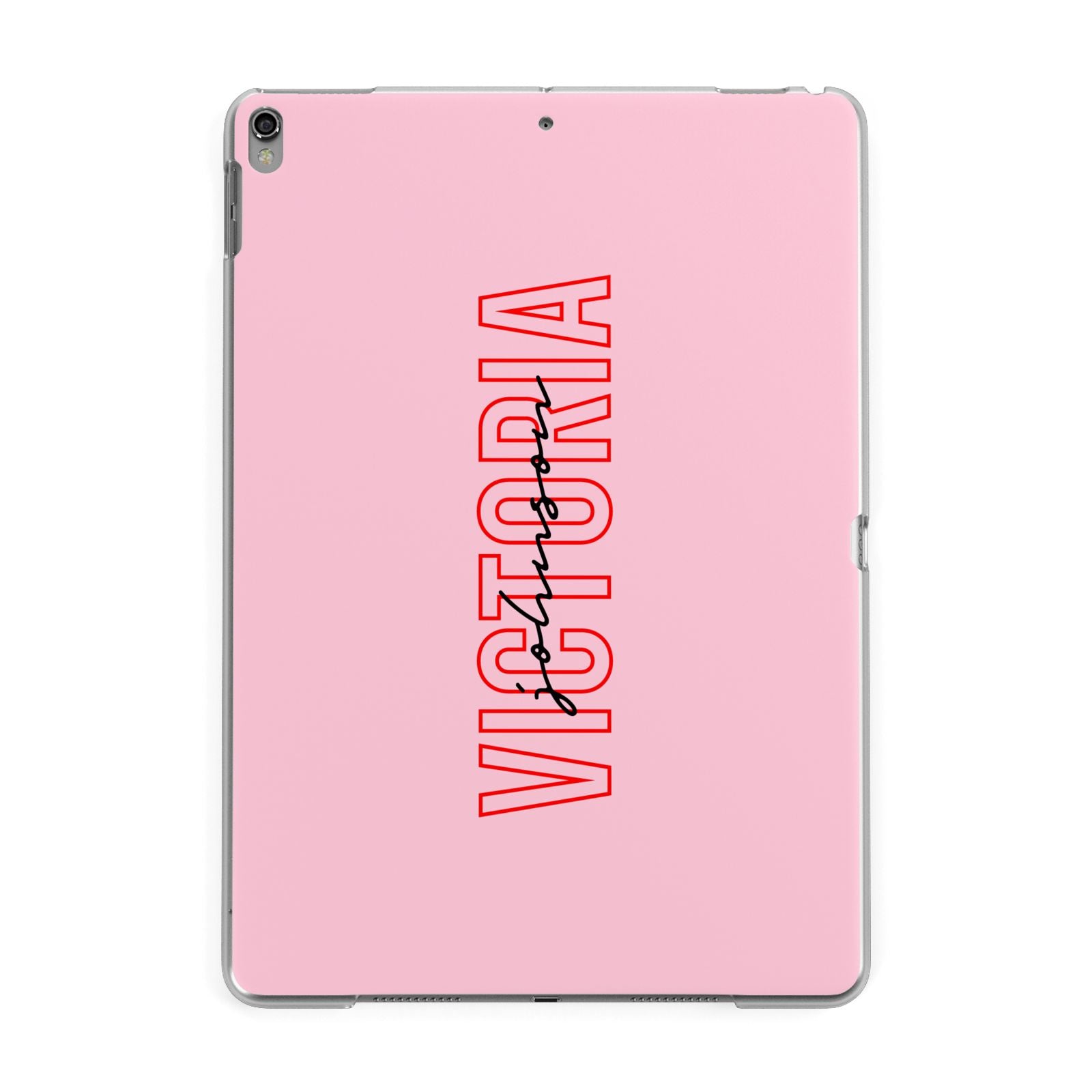 Personalised Pink Red Names Apple iPad Grey Case