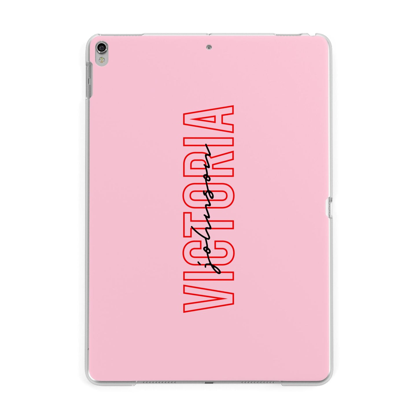 Personalised Pink Red Names Apple iPad Silver Case
