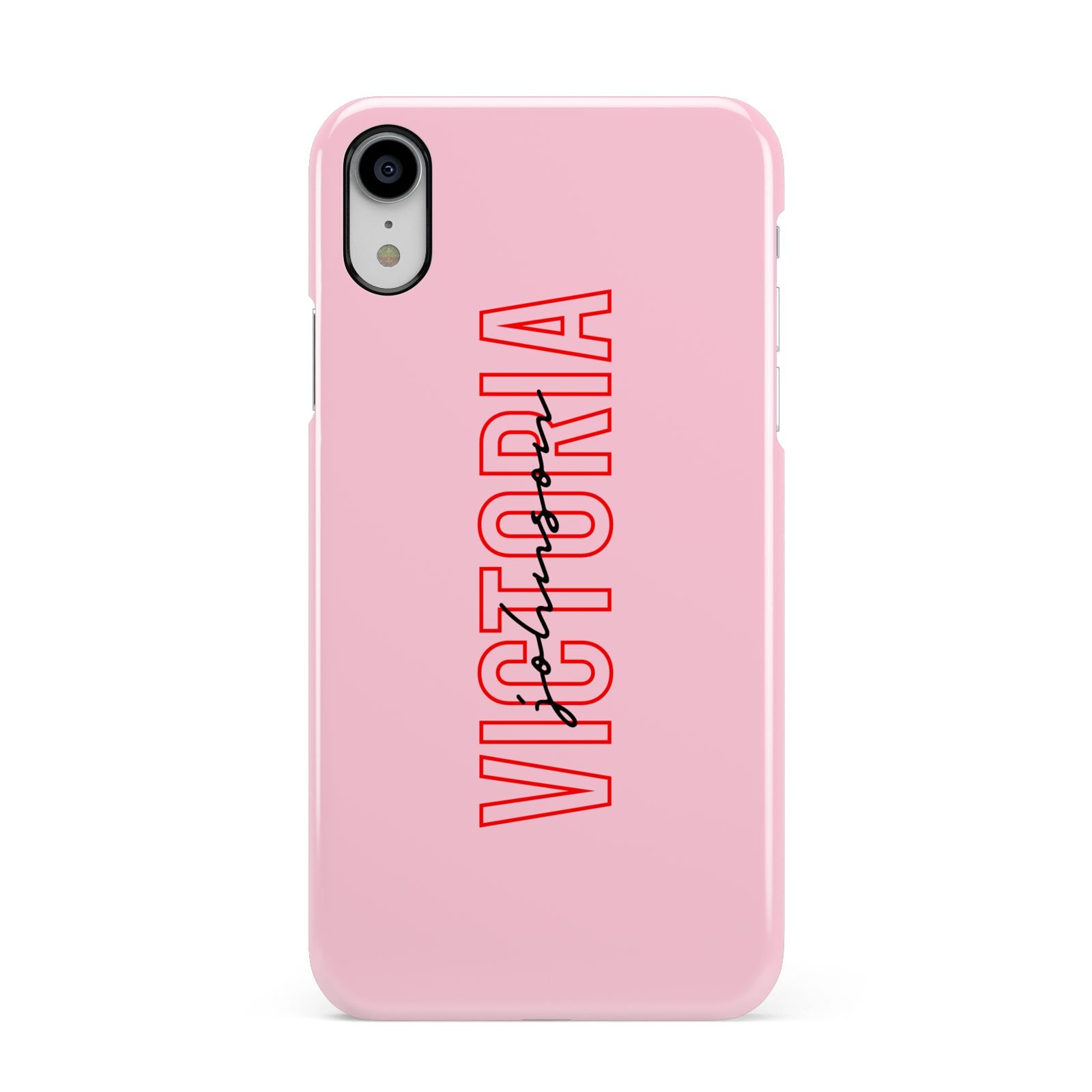 Personalised Pink Red Names Apple iPhone XR White 3D Snap Case