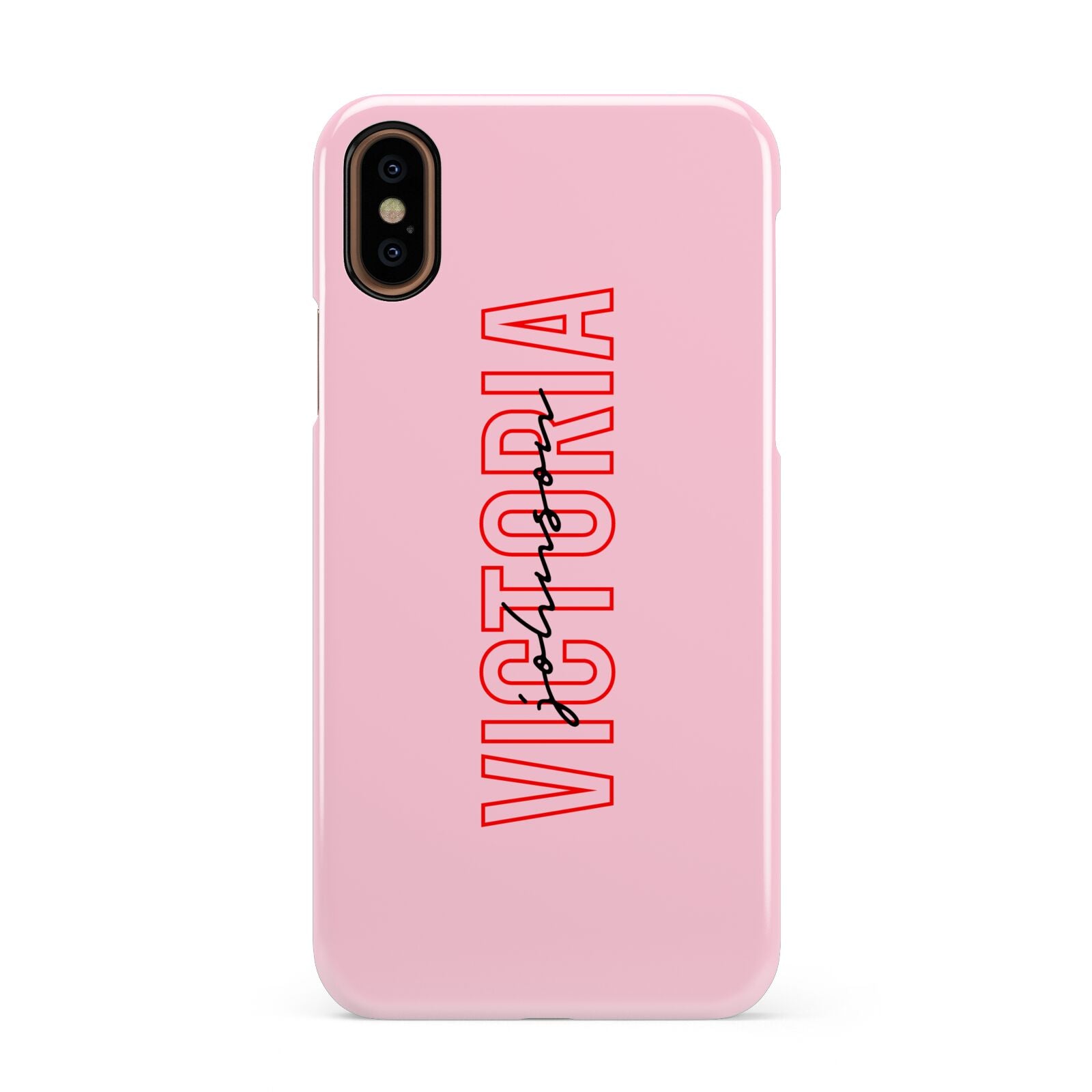 Personalised Pink Red Names Apple iPhone XS 3D Snap Case