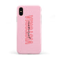 Personalised Pink Red Names Apple iPhone XS 3D Tough