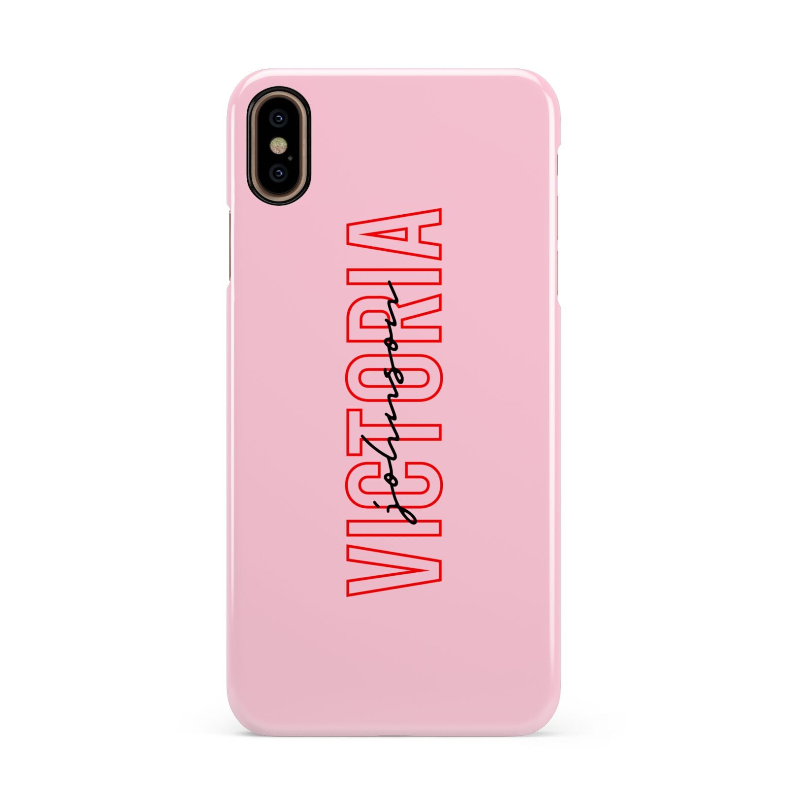Personalised Pink Red Names Apple iPhone Xs Max 3D Snap Case