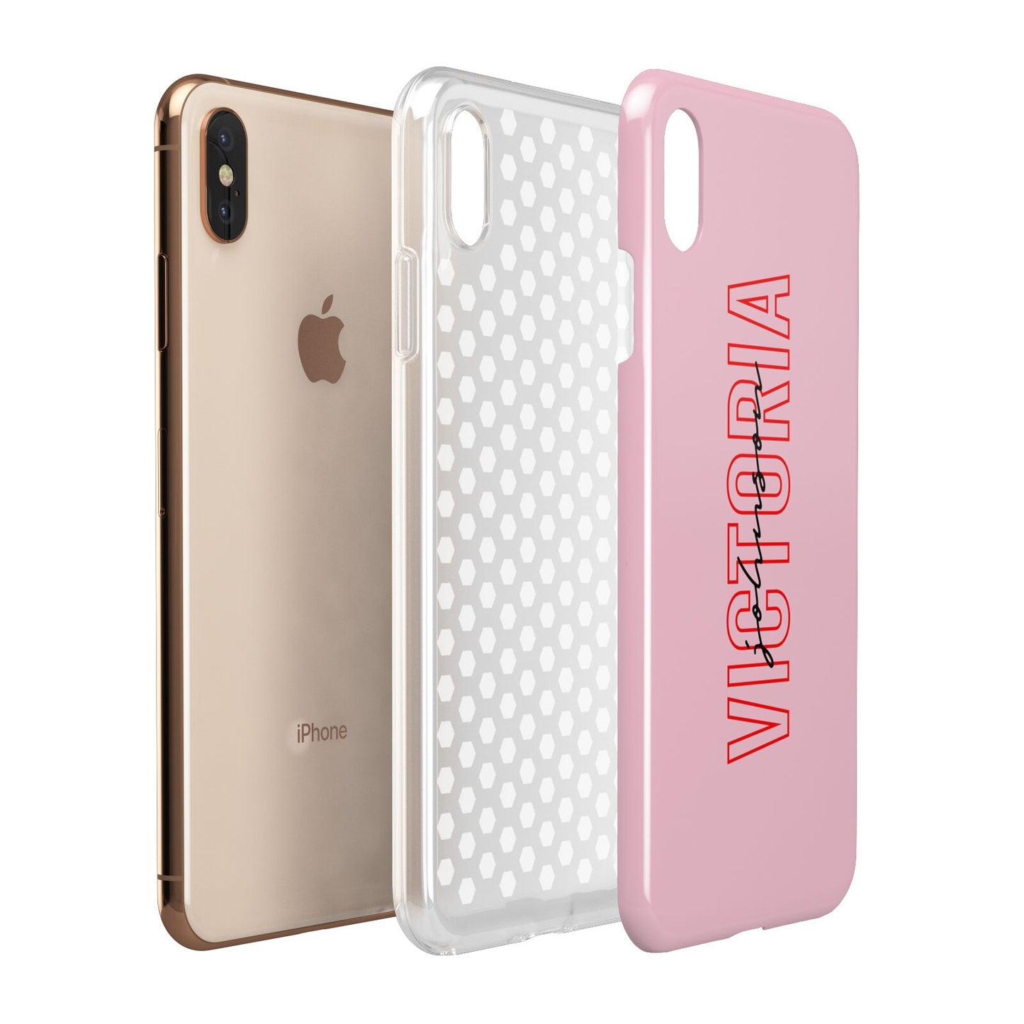 Personalised Pink Red Names Apple iPhone Xs Max 3D Tough Case Expanded View