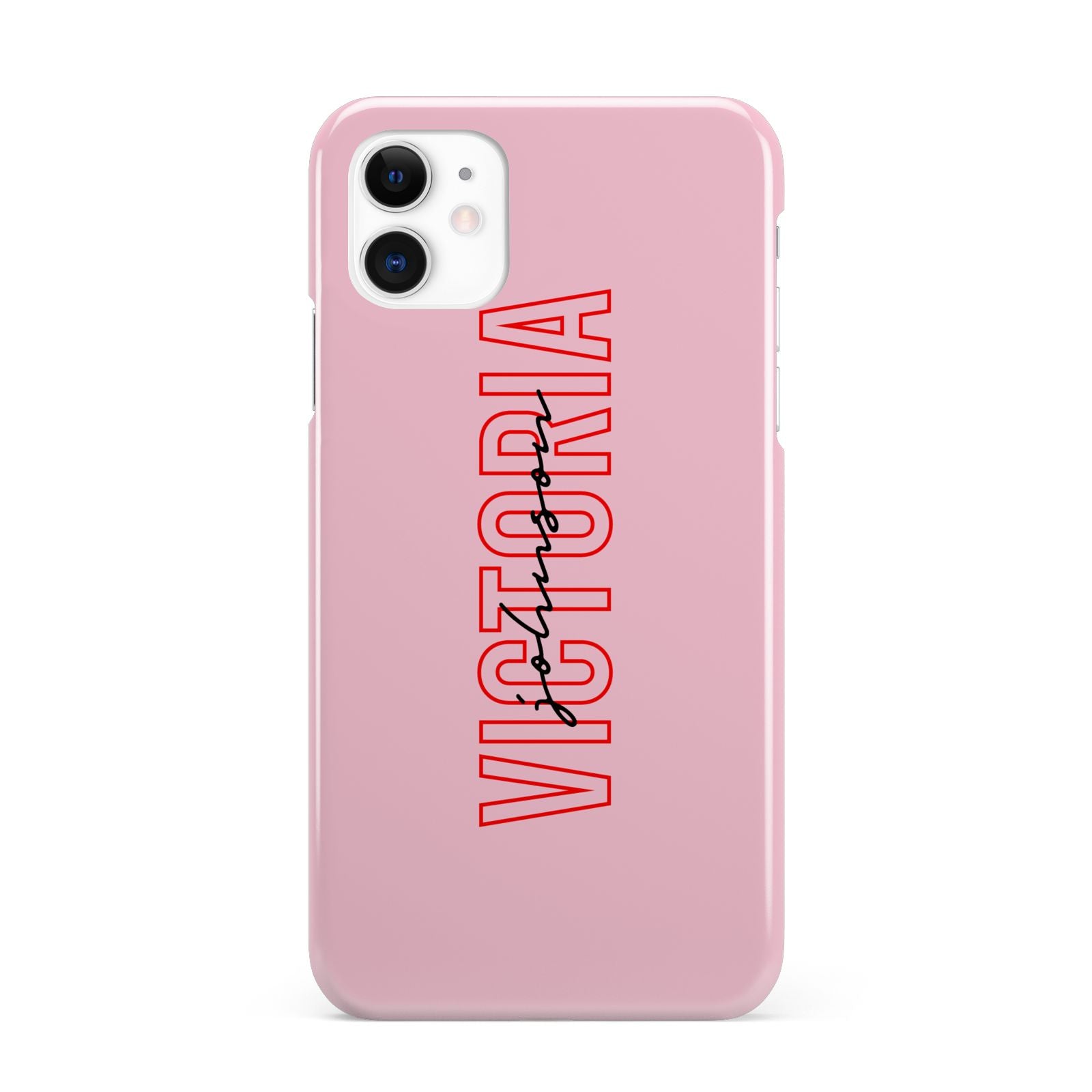 Personalised Pink Red Names iPhone 11 3D Snap Case