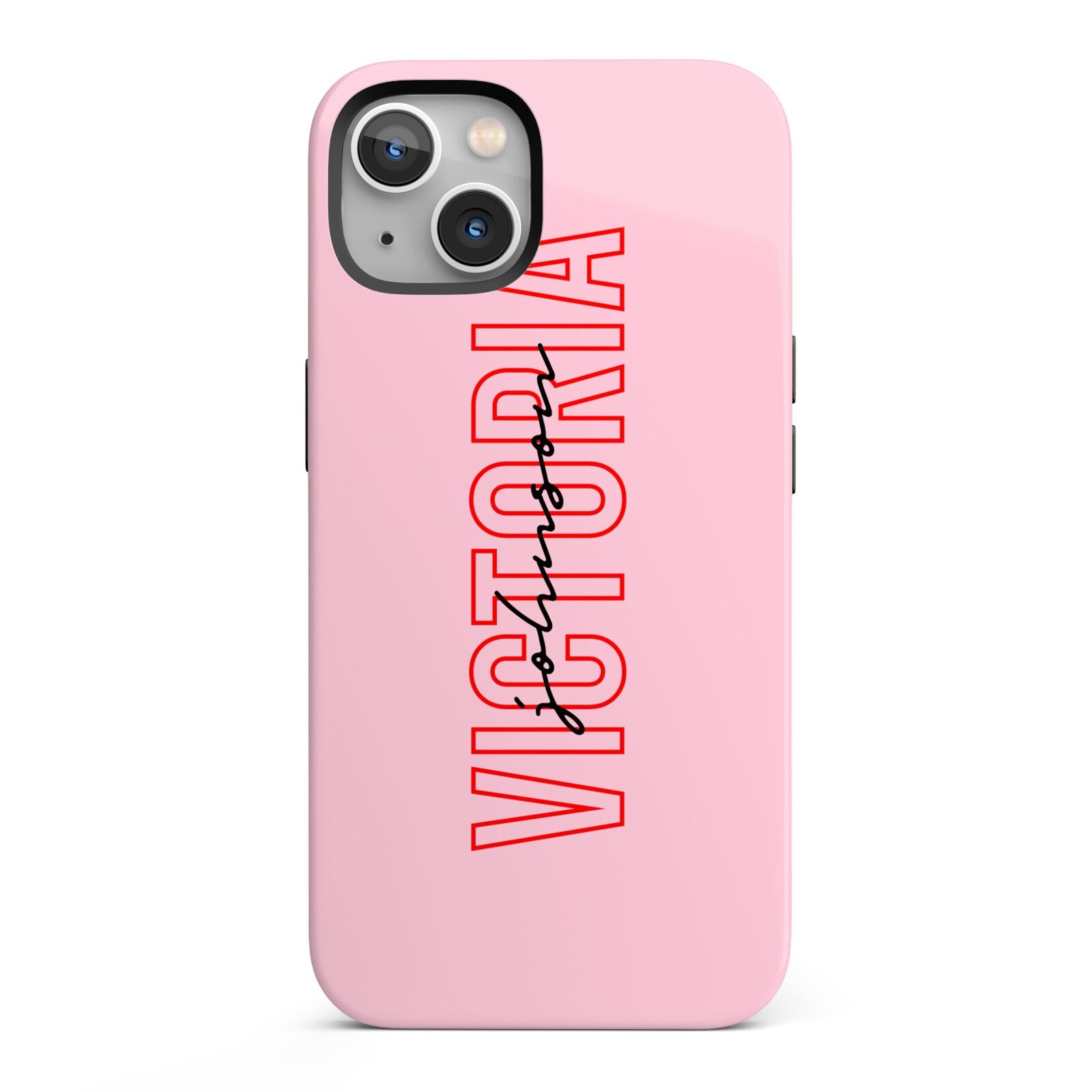 Personalised Pink Red Names iPhone 13 Full Wrap 3D Tough Case
