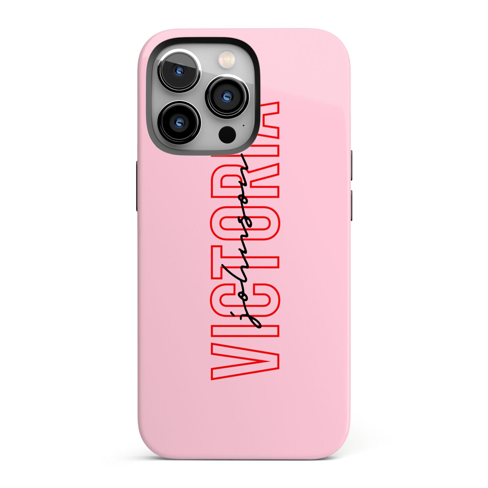 Personalised Pink Red Names iPhone 13 Pro Full Wrap 3D Tough Case