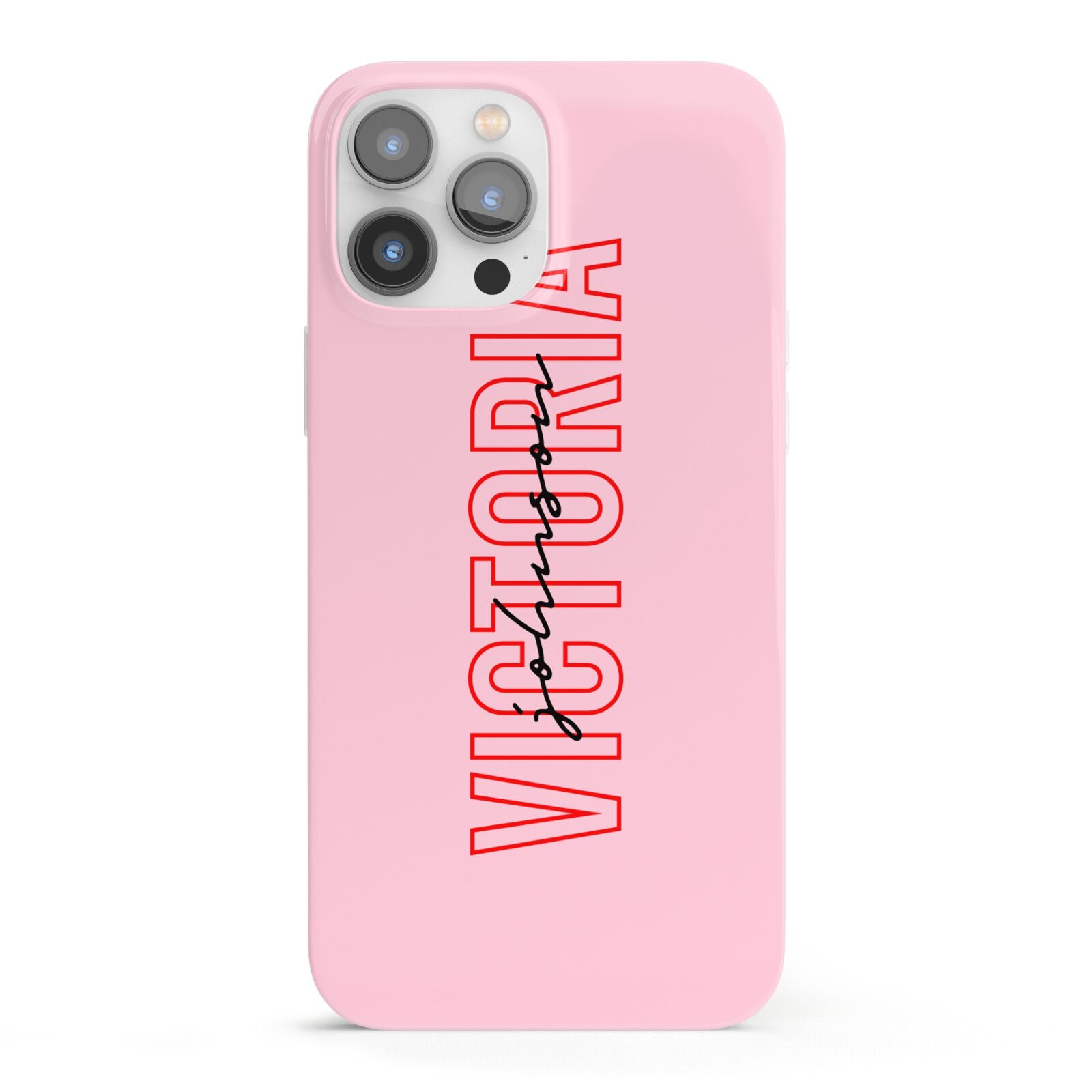 Personalised Pink Red Names iPhone 13 Pro Max Full Wrap 3D Snap Case