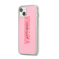 Personalised Pink Red Names iPhone 14 Plus Clear Tough Case Starlight Angled Image