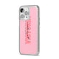 Personalised Pink Red Names iPhone 14 Pro Max Glitter Tough Case Silver Angled Image