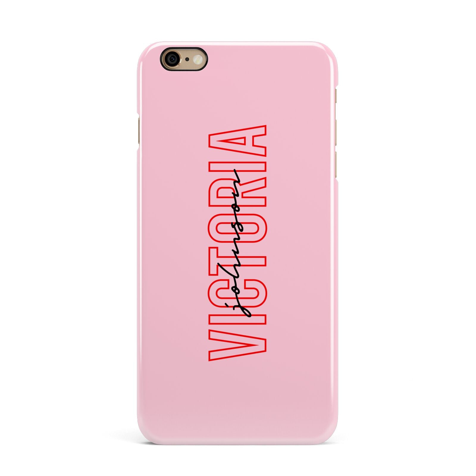 Personalised Pink Red Names iPhone 6 Plus 3D Snap Case on Gold Phone