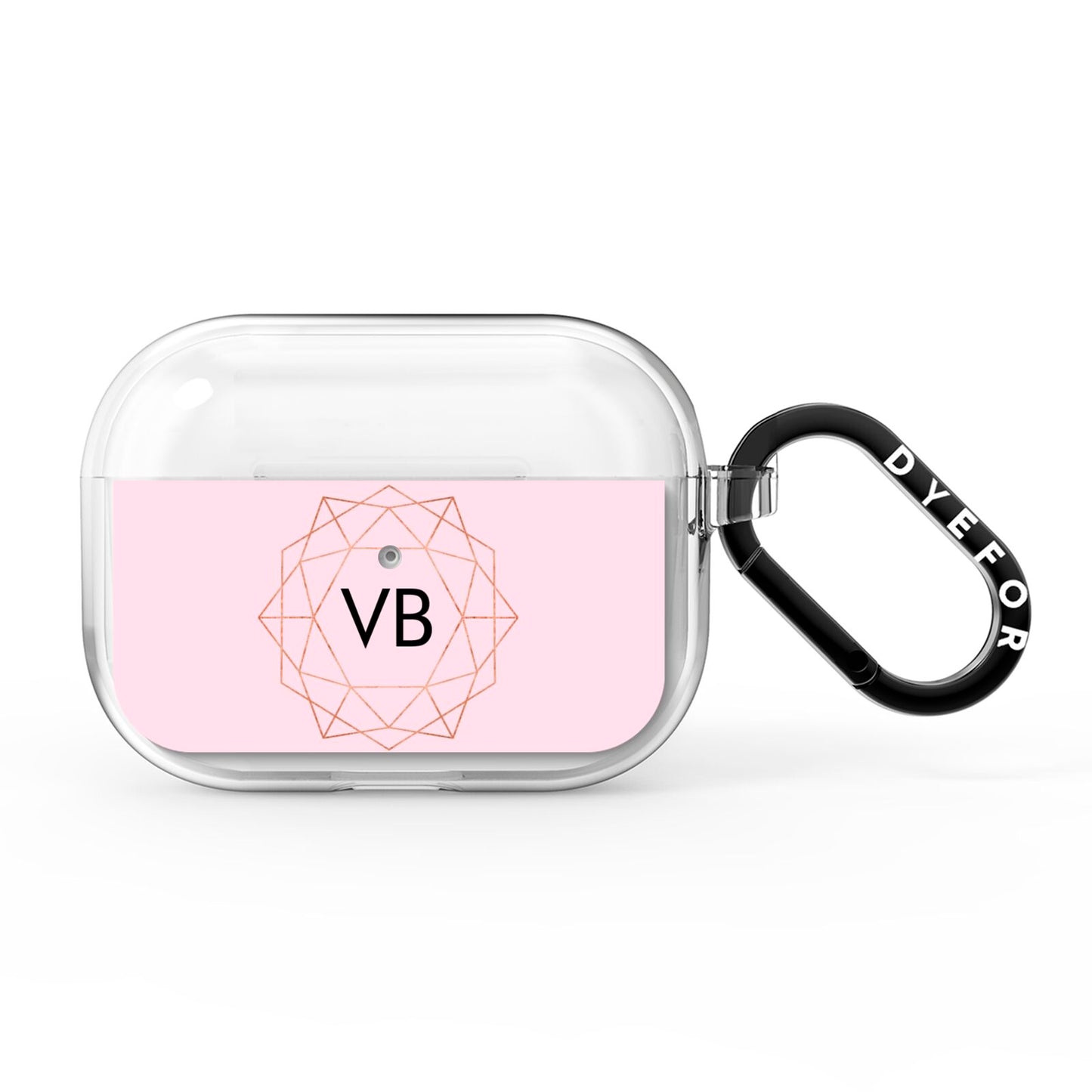 Personalised Pink Rose Gold Initials Geometric AirPods Pro Clear Case