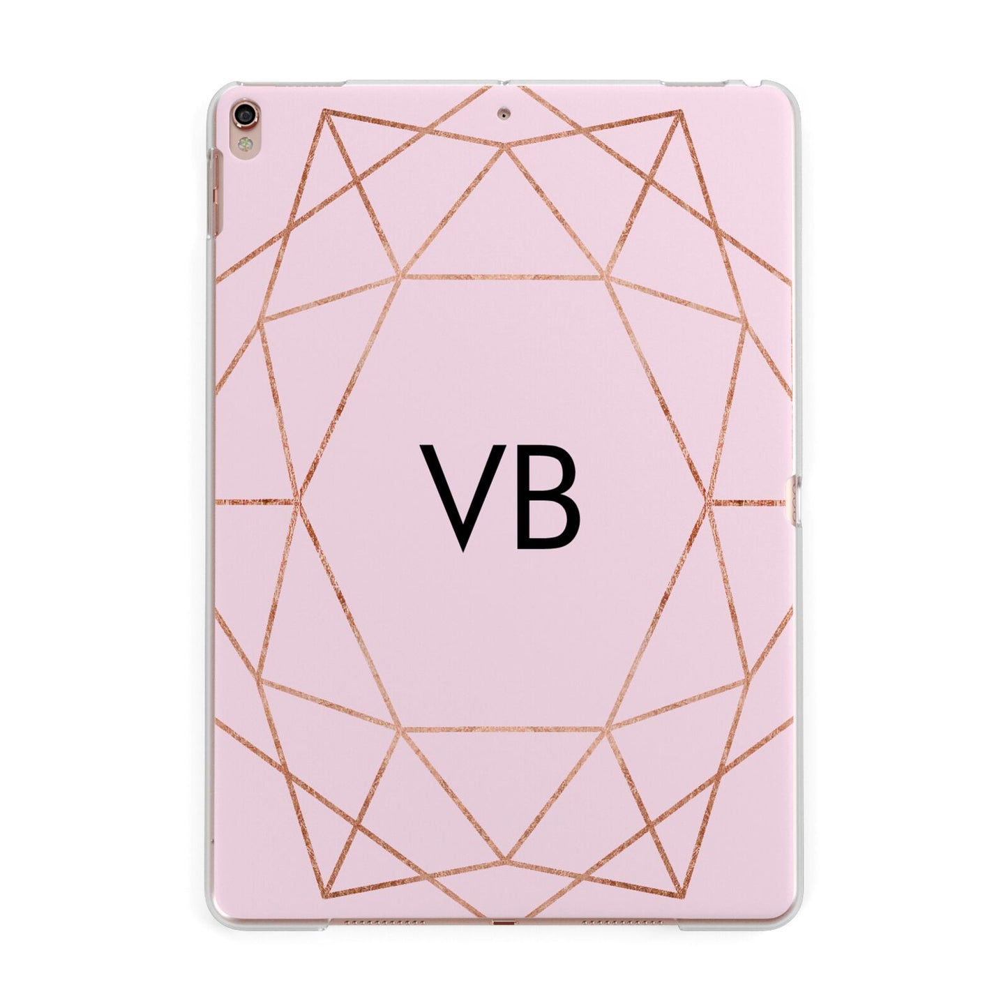 Personalised Pink Rose Gold Initials Geometric Apple iPad Rose Gold Case