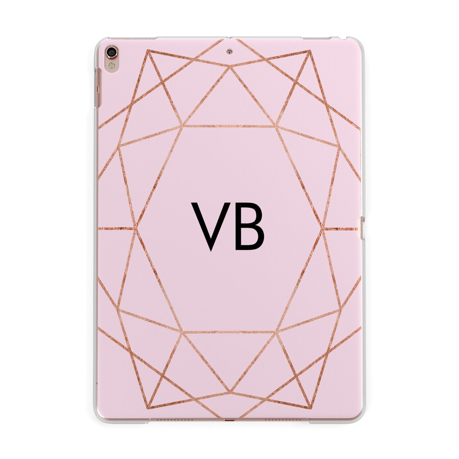 Personalised Pink Rose Gold Initials Geometric Apple iPad Rose Gold Case
