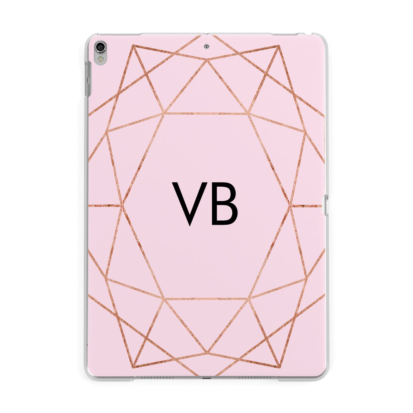 Personalised Pink Rose Gold Initials Geometric Apple iPad Silver Case