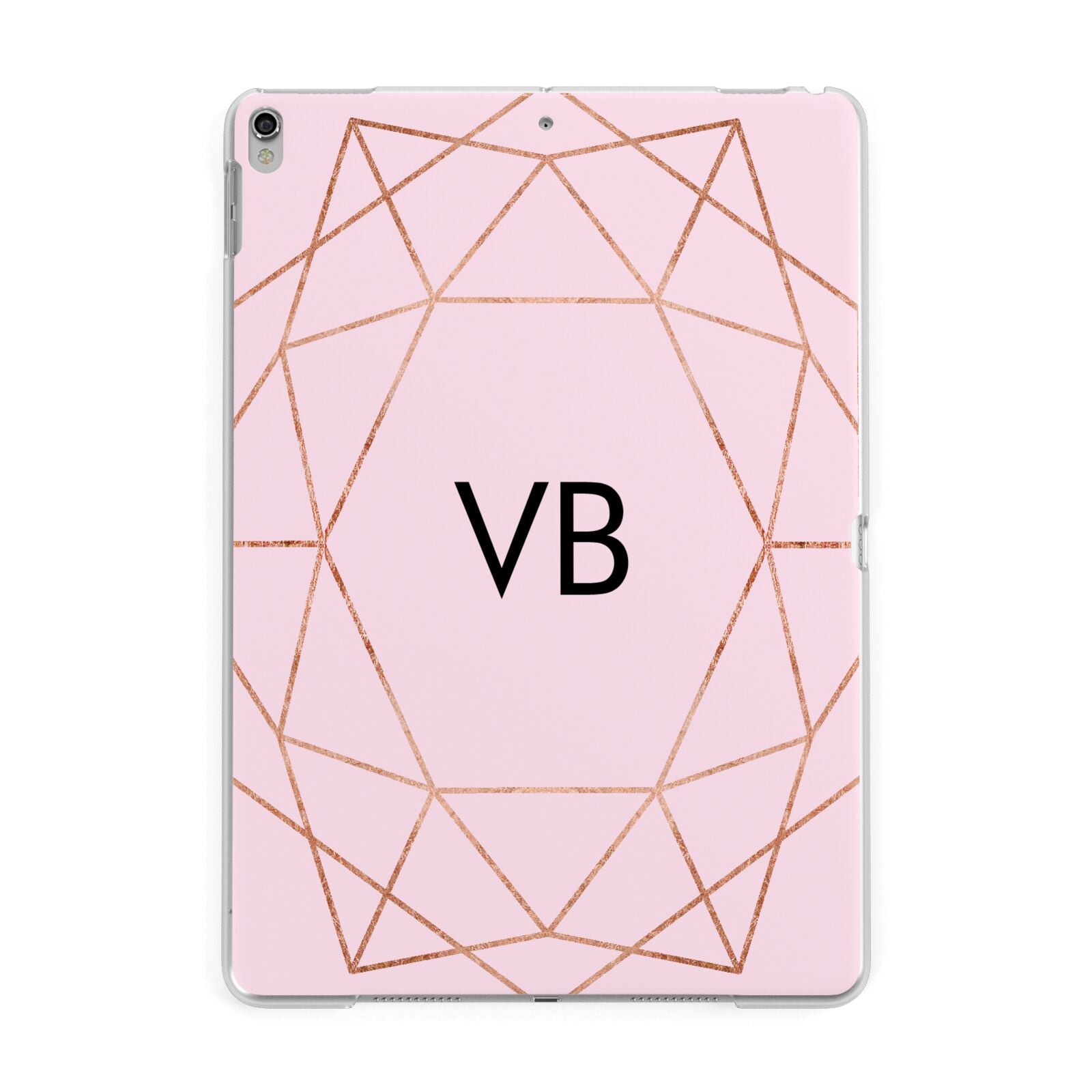 Personalised Pink Rose Gold Initials Geometric Apple iPad Silver Case