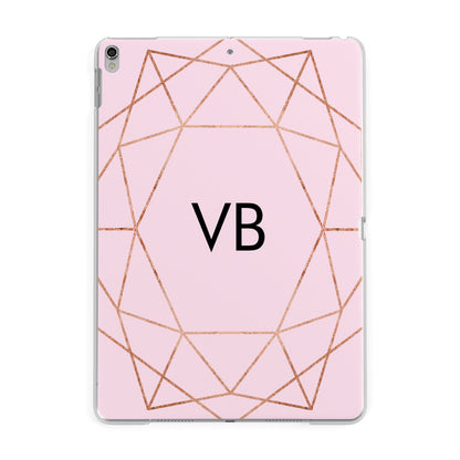 Personalised Pink Rose Gold Initials Geometric Apple iPad Silver Case