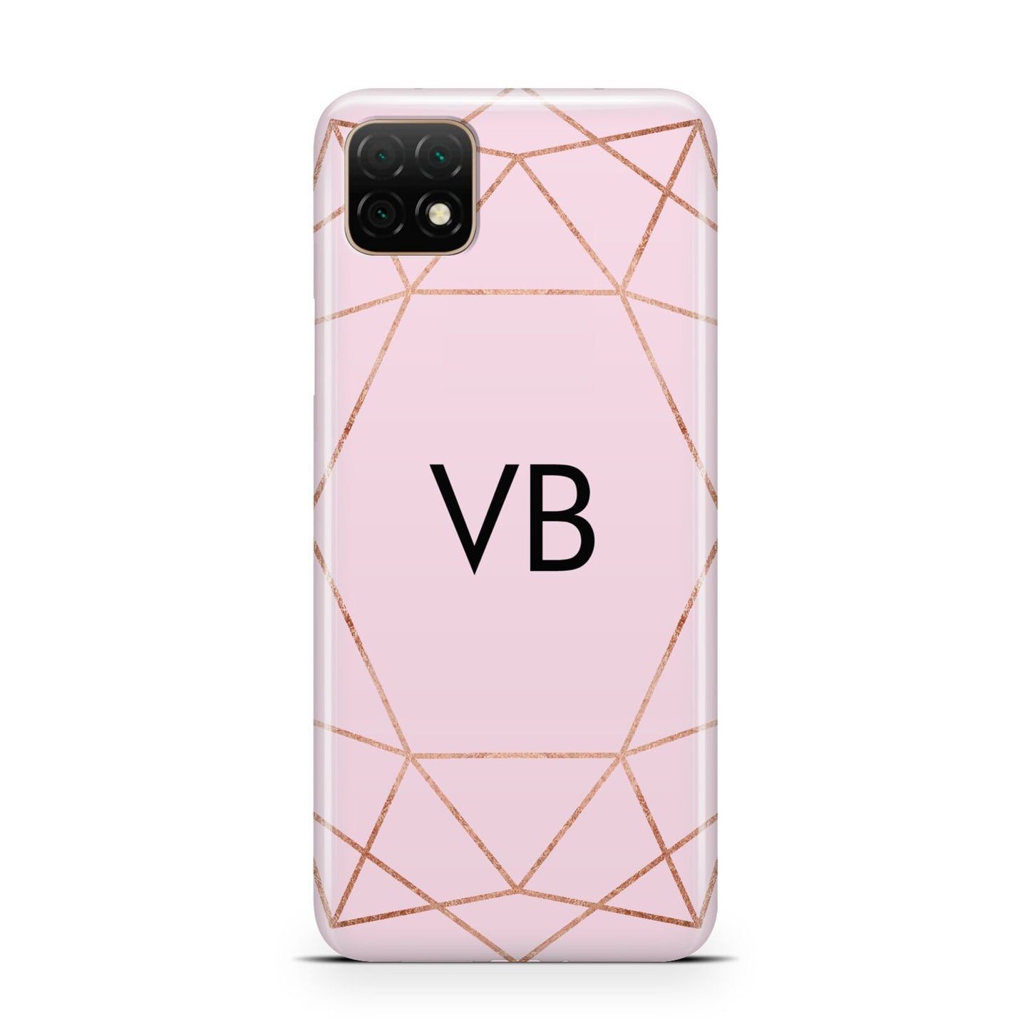 Personalised Pink Rose Gold Initials Geometric Huawei Enjoy 20 Phone Case
